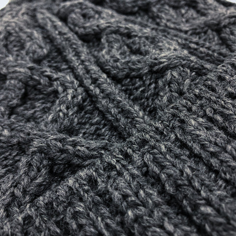 Made in Ireland Merino Wool Cable Knit Toque in Slate Gray